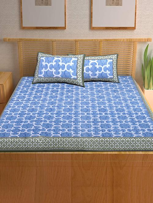 a unique home 100% cotton printed double bedsheet with 2 pillow covers - 17806196 - Very Small Image - 1
