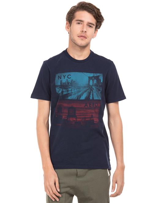 dark blue front printed t-shirt - 17807843 - Very Small Image - 1