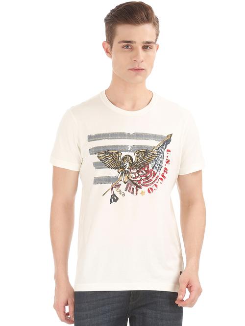 white chest printed t-shirt - 17807922 - Very Small Image - 1