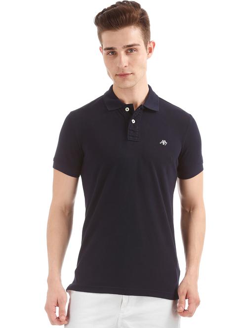 dark blue solid polo t-shirt - 17807931 - Very Small Image - 1
