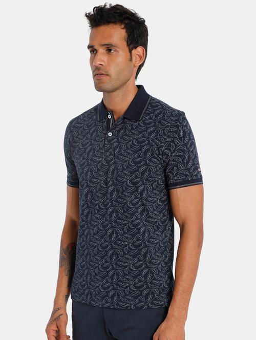 navy blue printed polo t-shirt - 17808171 - Very Small Image - 1