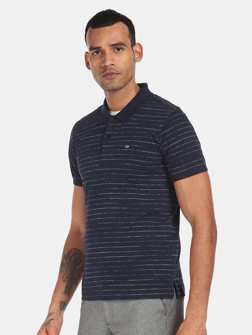 navy blue striped polo t-shirt - 17808178 - Very Small Image - 1