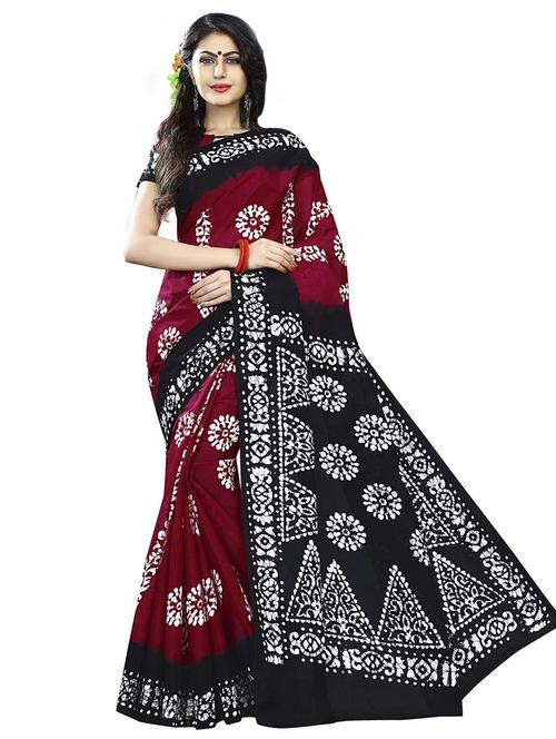 batik printed saree with blouse - 17808392 - Very Small Image - 1