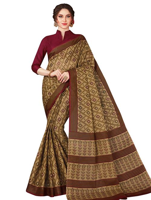 Geometrical Printed Saree With Blouse - 17808415 - Very Small Image - 1