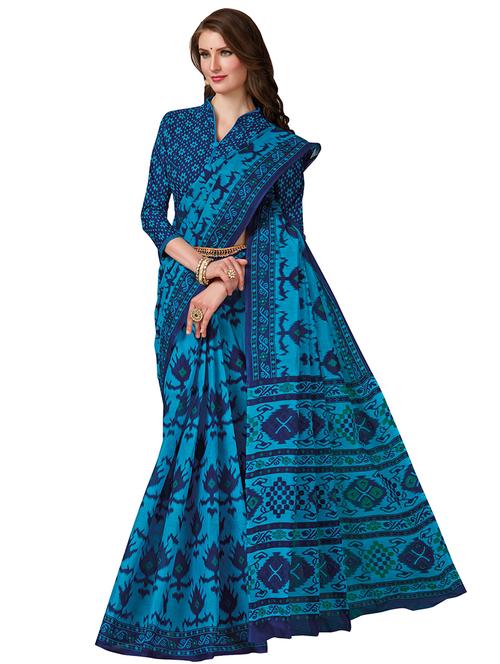 Printed Bordered Saree With Blouse - 17808448 - Very Small Image - 1