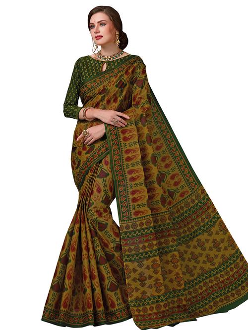 Printed Bordered Saree With Blouse - 17808469 - Very Small Image - 1