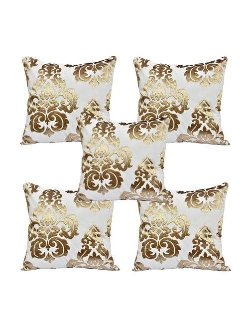 indhome life embosed self  bedroom & living room cushion cover set sofa velvet cushion covers '16x16inches' (set of 5 pcs) - 17808947 - Very Small Image - 1