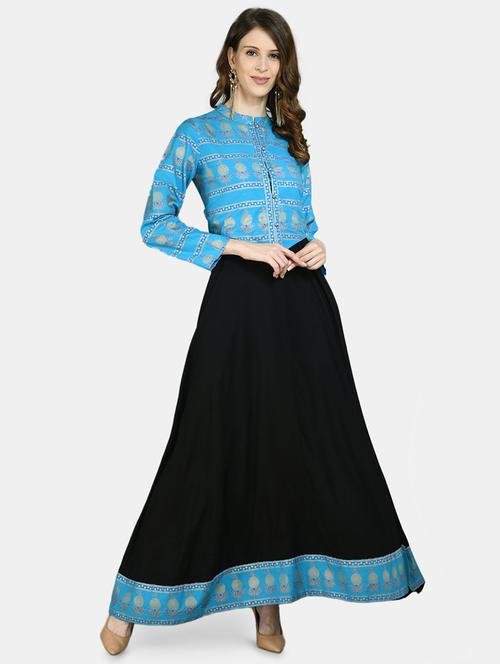 printed flare ethnic dress - 17809808 - Very Small Image - 1