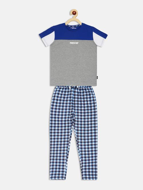 round neck color block nightwear pajama set  - 17811176 - Very Small Image - 1