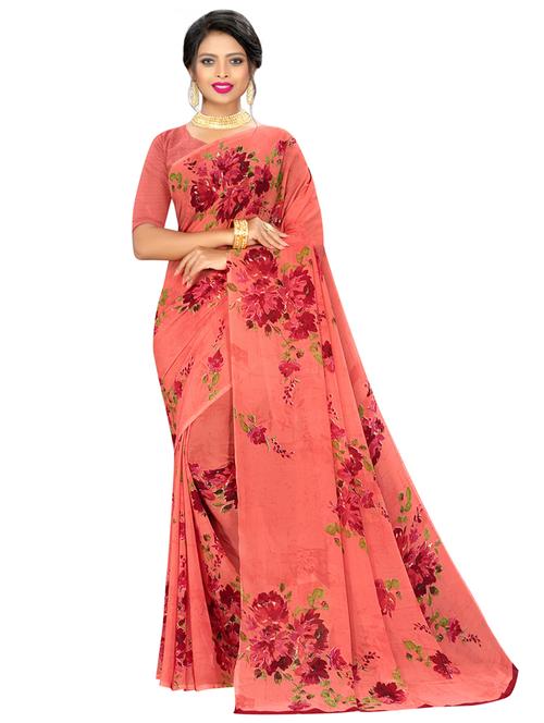 floral printed saree with blouse - 17811859 - Very Small Image - 1