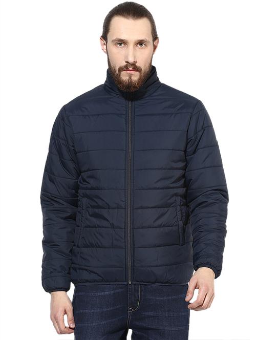 navy blue solid quilted jacket - 17812183 - Very Small Image - 1