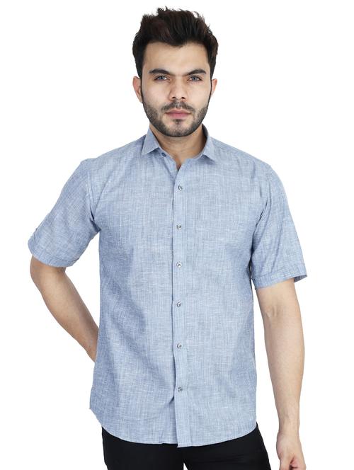 mens self design casual shirt - 17813002 - Very Small Image - 1