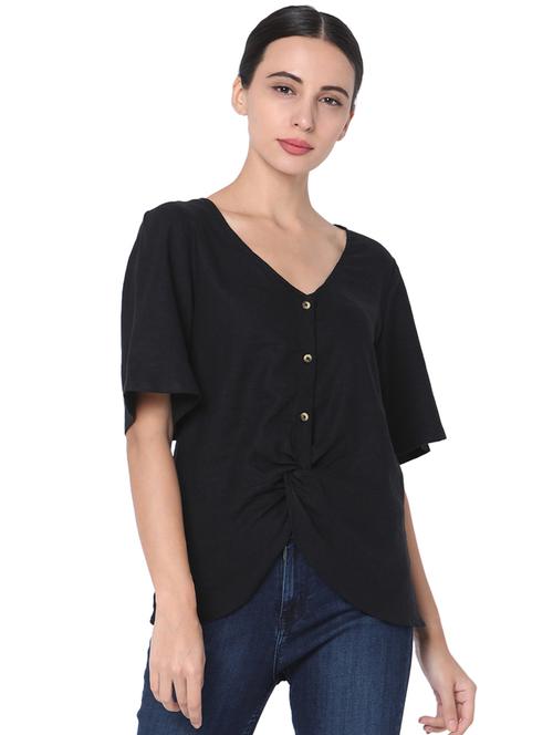 v-neck solid top  - 17813781 - Very Small Image - 1