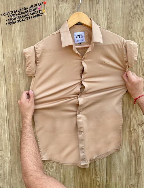 white cottonlycra casual shirt - 17814337 - Very Small Image - 1