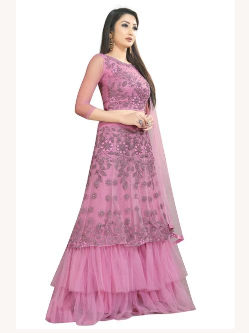 arvika nylon net dark pink embroidered  - 17814394 - Very Small Image - 1