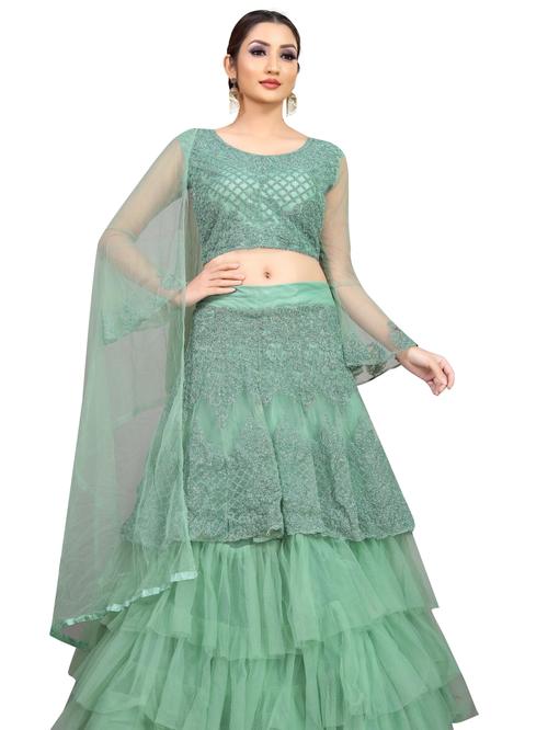 arvika nylon net sea green embroidered  - 17814401 - Very Small Image - 1