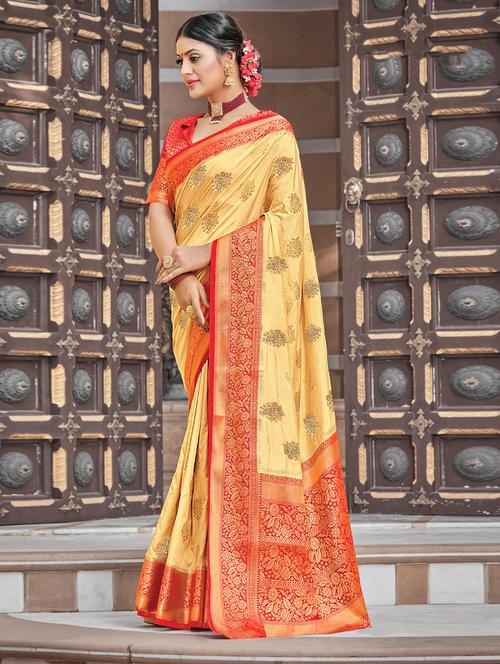 self design woven saree with blouse - 17815277 - Very Small Image - 1