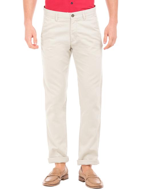 white textured flat front casual trouser - 17815680 - Very Small Image - 1