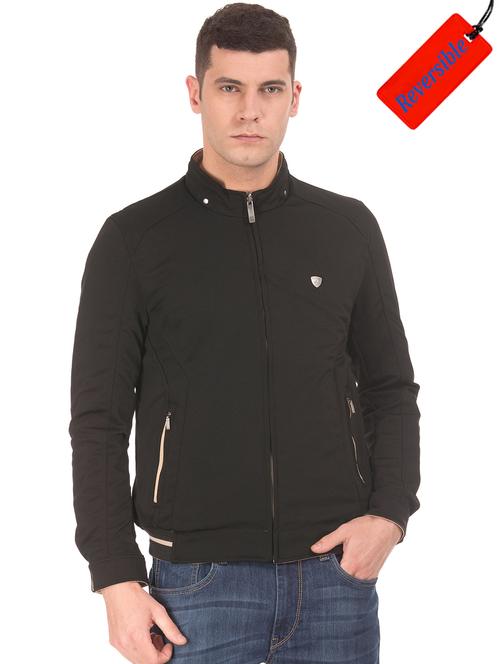 beige solid reversible casual jacket - 17815944 - Very Small Image - 1