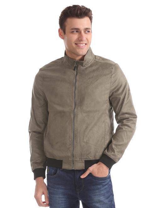 brown solid casual jacket - 17815959 - Very Small Image - 1