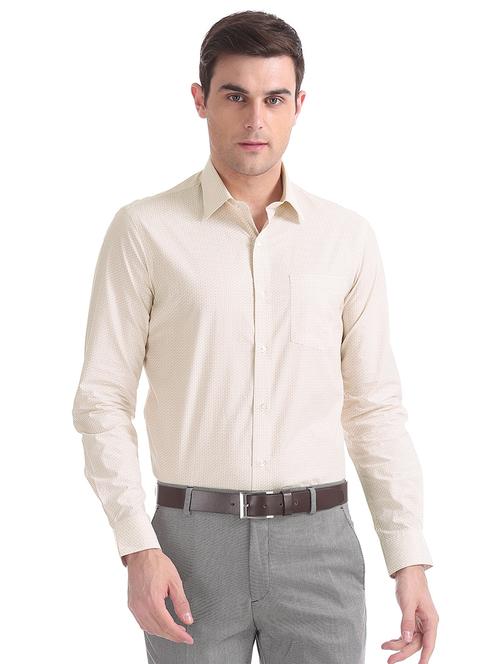 beige printed formal shirt - 17816191 - Very Small Image - 1