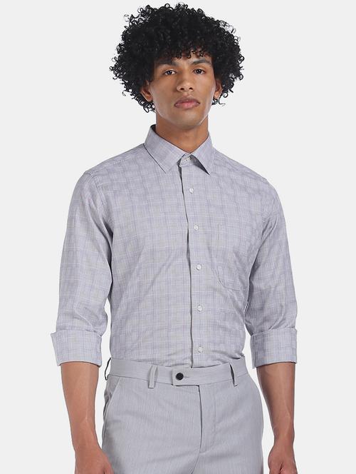 grey checkered formal shirt - 17816216 - Very Small Image - 1