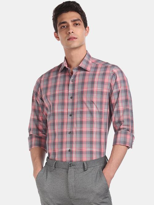 grey checkered formal shirt - 17816221 - Very Small Image - 1