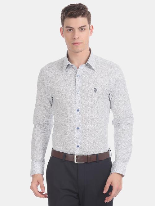 white printed formal shirt - 17816284 - Very Small Image - 1