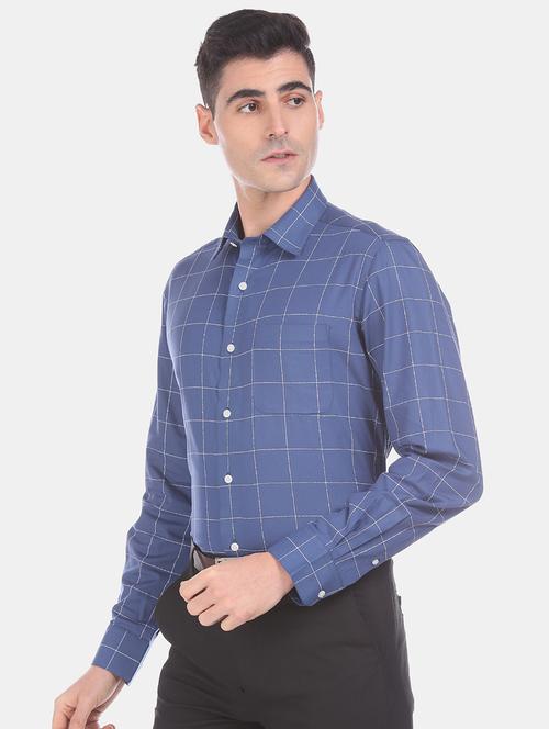 blue checkered formal shirt - 17816313 - Very Small Image - 1