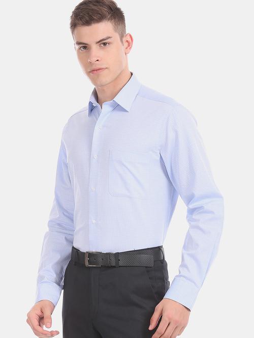 light blue self design formal shirt - 17816337 - Very Small Image - 1