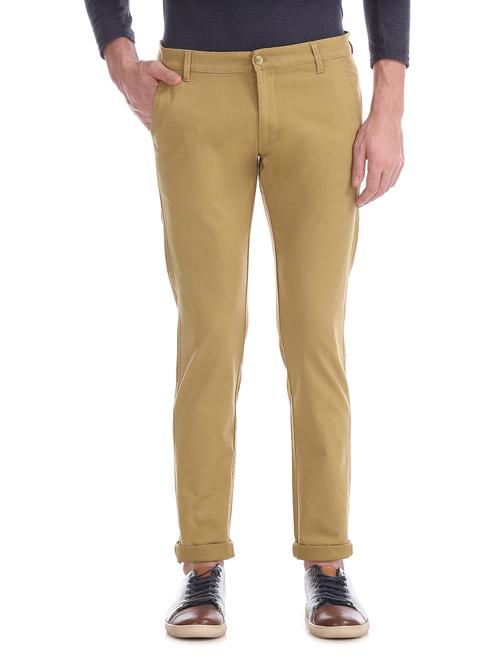 khaki solid chinos - 17816899 - Very Small Image - 1