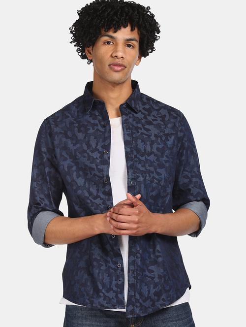 blue camouflage casual shirt - 17817156 - Very Small Image - 1
