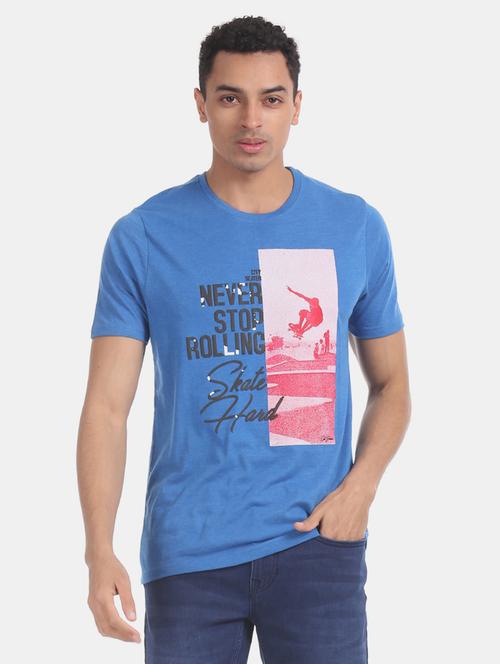 blue front print t-shirt - 17817446 - Very Small Image - 1