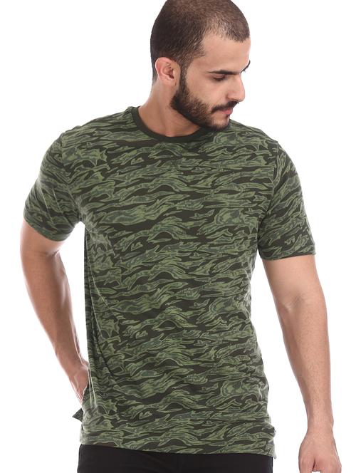 olive green printed t-shirt - 17817470 - Very Small Image - 1