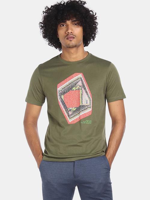 olive front print t-shirt - 17817556 - Very Small Image - 1