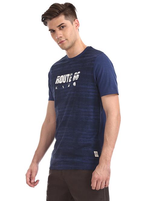 navy blue printed t-shirt - 17817630 - Very Small Image - 1