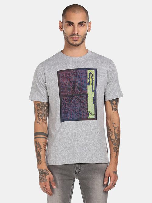 grey front print t-shirt - 17817655 - Very Small Image - 1