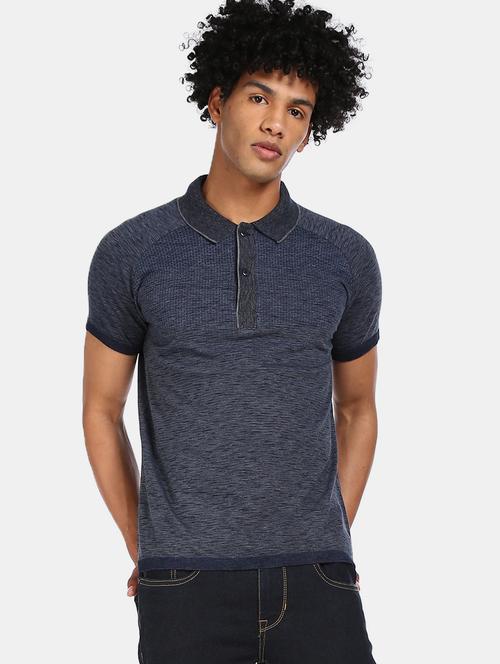 blue self design polo t-shirt - 17817680 - Very Small Image - 1