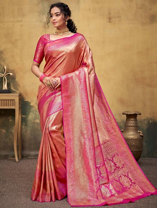 self design kanjivaram saree with blouse - 17817999 - Very Small Image - 1