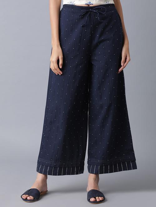 dark blue solid straight palazzo - 17818100 - Very Small Image - 1