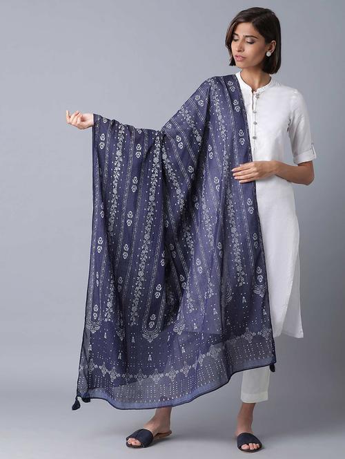 blue cotton dupatta - 17818296 - Very Small Image - 1