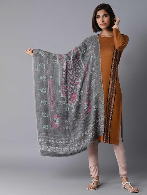 women's self design shawl - 17818377 - Very Small Image - 1