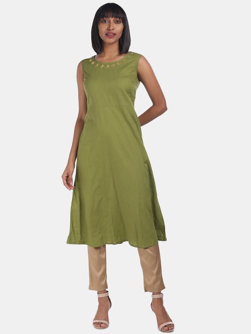 solid a-line kurta - 17818431 - Very Small Image - 1