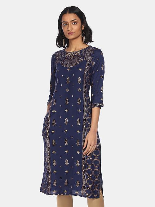 printed straight kurta - 17818603 - Very Small Image - 1