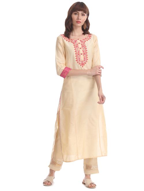 solid straight kurta - 17818717 - Very Small Image - 1