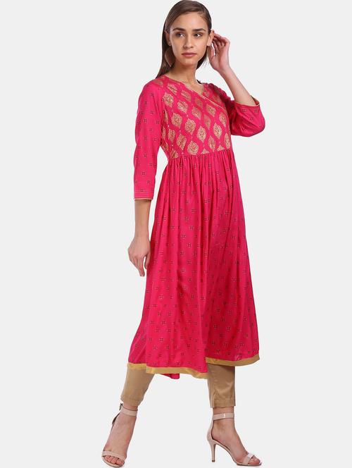 foil print angrakha kurta - 17818808 - Very Small Image - 1