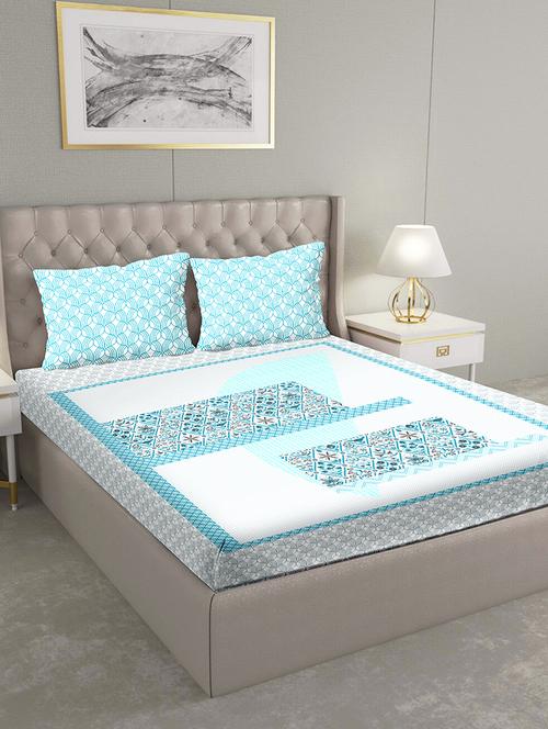 blueberry double bedsheet set super king size 100 % cotton blue colour - 17819386 - Very Small Image - 1