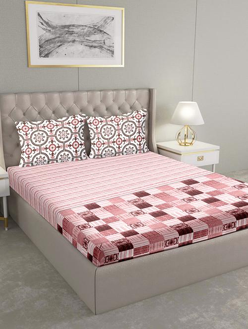 blueberry double bedsheet set super king size 100 % cotton pink colour - 17819388 - Very Small Image - 1