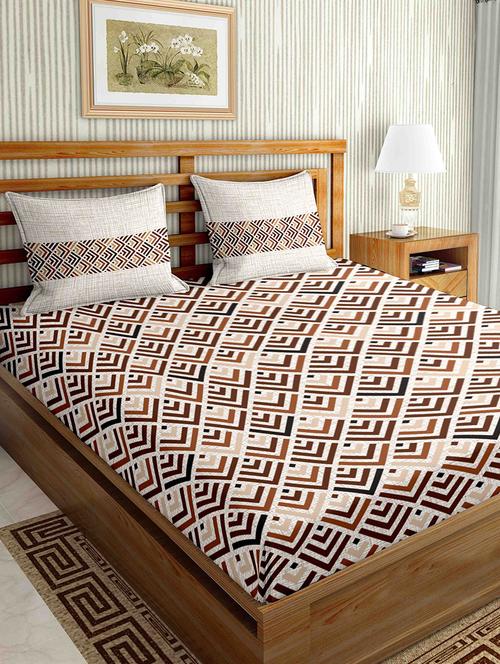 majestic double bedsheet set king size cotton brown colour - 17819400 - Very Small Image - 1