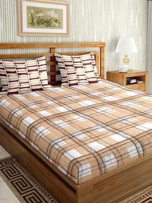 mysterious double bedsheet set king size cotton brown colour - 17819425 - Very Small Image - 1